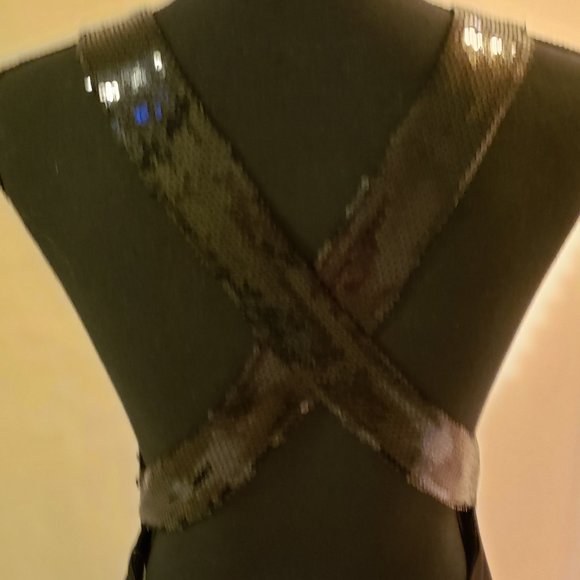 NWT JILL JILL STUART  BLACK SATIN SEQUIN GOWN - Picture 5 of 8